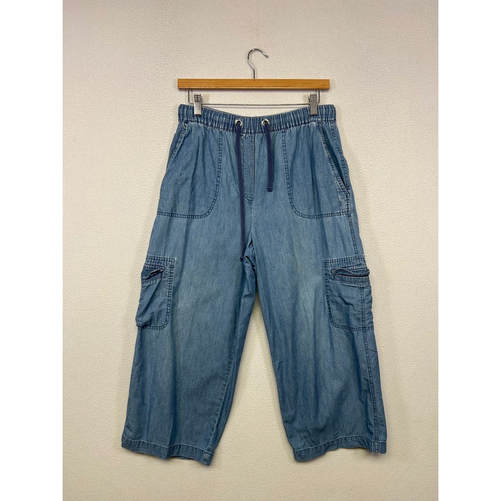 Gorpcore Utilitarian Marsh Landing Womens 6 Blue Chambray Cargo Crop Pants
